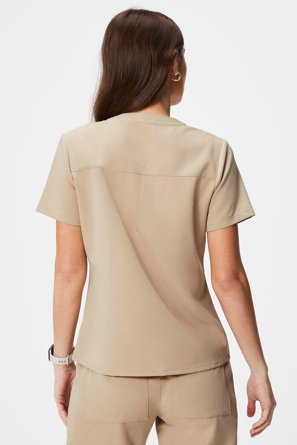 image:imageFabletics Womens Vital 1Pocket Scrub Top MotionTech WrinkleResist Chest Pocket AntiShrink SemiSlim FitChai