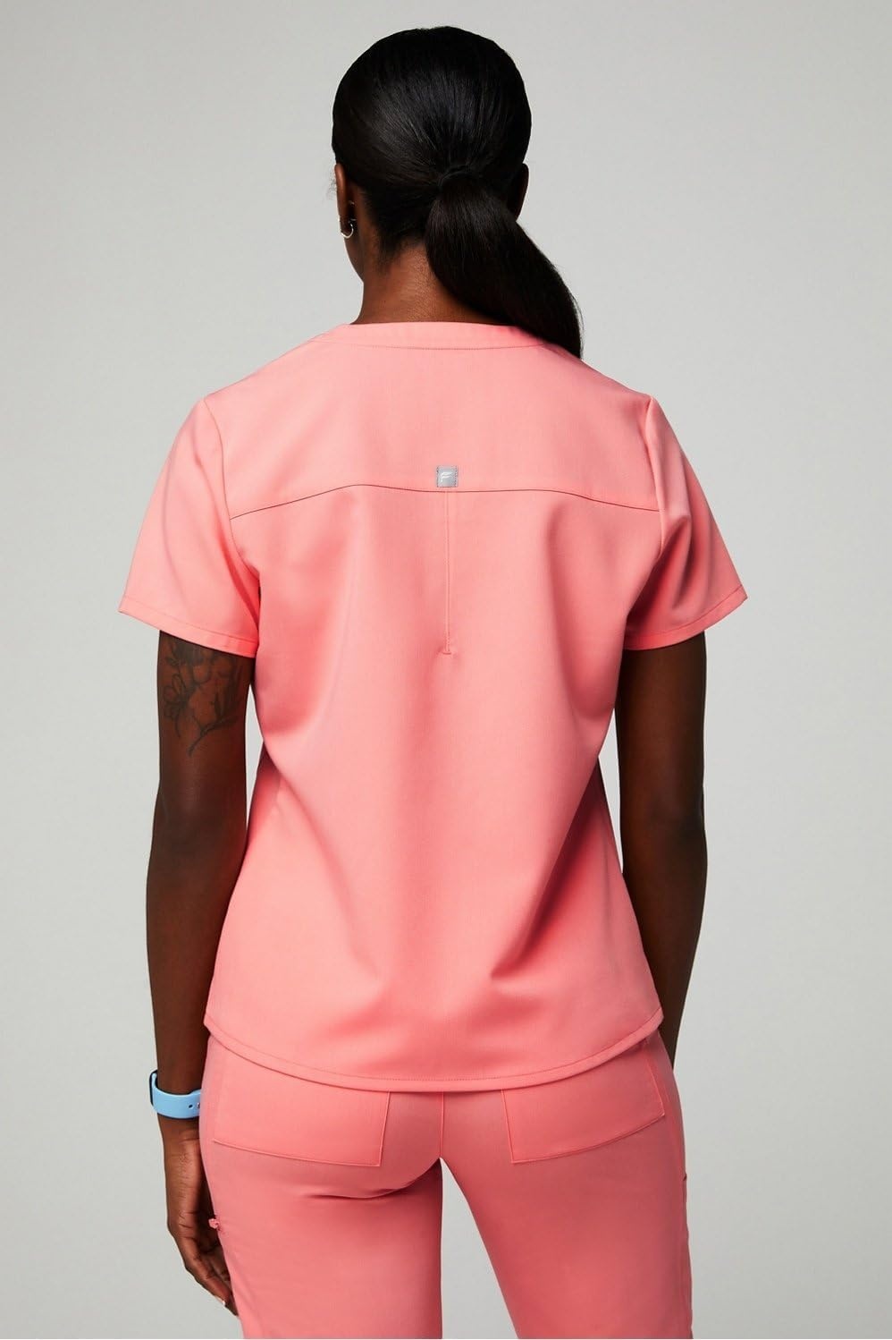 image:imageFabletics Womens Vital 1Pocket Scrub Top MotionTech WrinkleResist Chest Pocket AntiShrink SemiSlim FitCoral