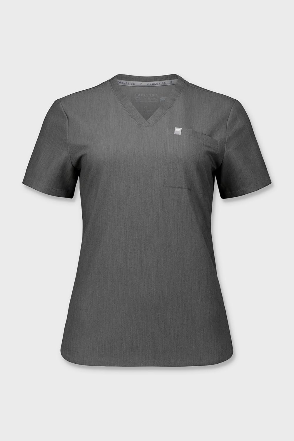 image:imageFabletics Womens Vital 1Pocket Scrub Top MotionTech WrinkleResist Chest Pocket AntiShrink SemiSlim FitHeather Grey
