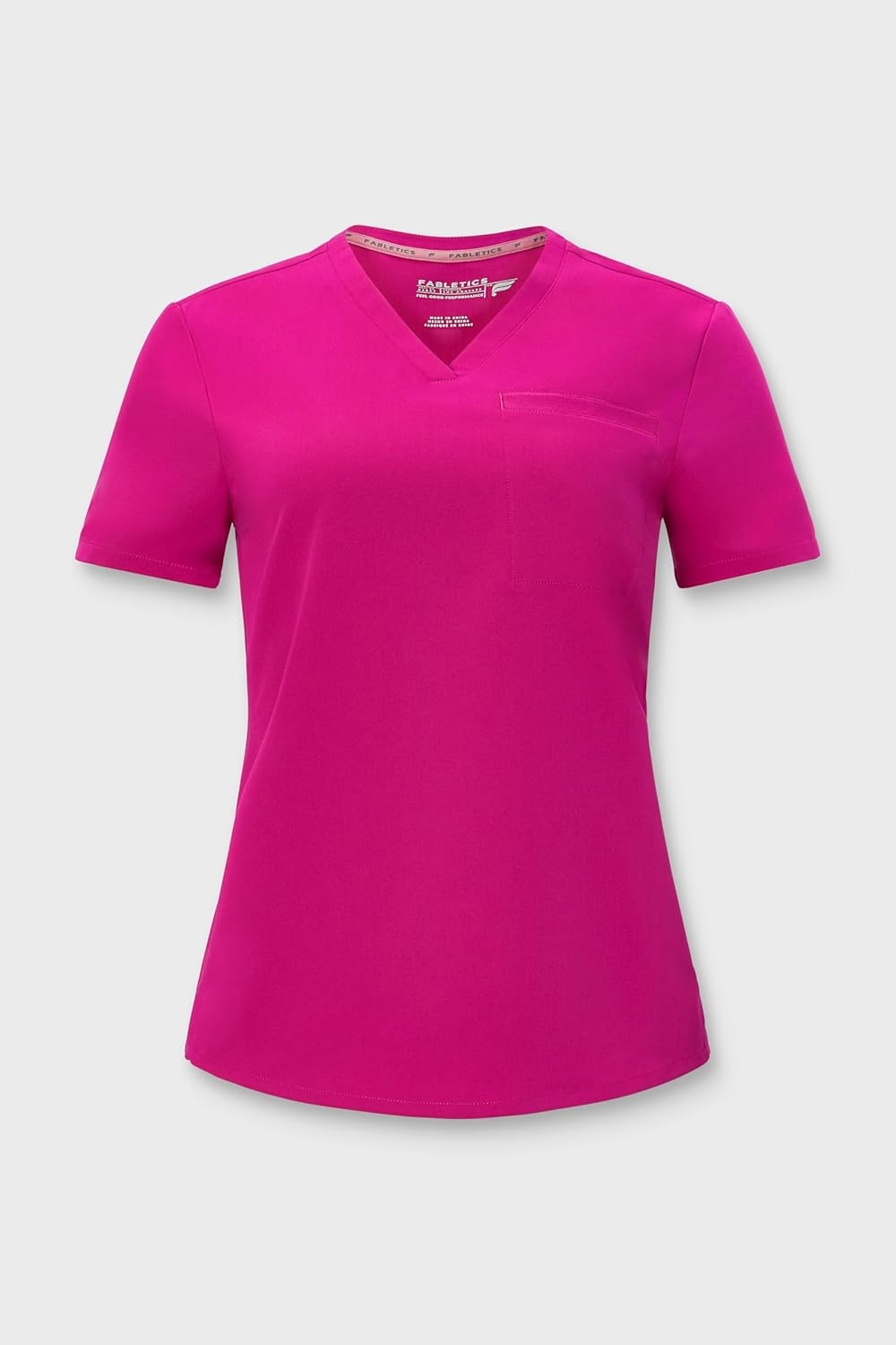 image:imageFabletics Womens Vital 1Pocket Scrub Top MotionTech WrinkleResist Chest Pocket AntiShrink SemiSlim FitHibiscus