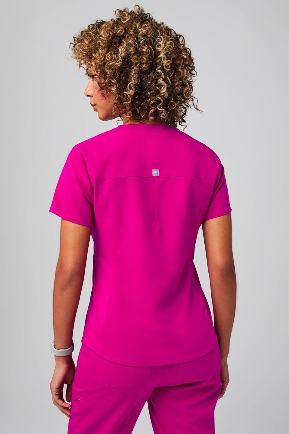 image:imageFabletics Womens Vital 1Pocket Scrub Top MotionTech WrinkleResist Chest Pocket AntiShrink SemiSlim FitHibiscus