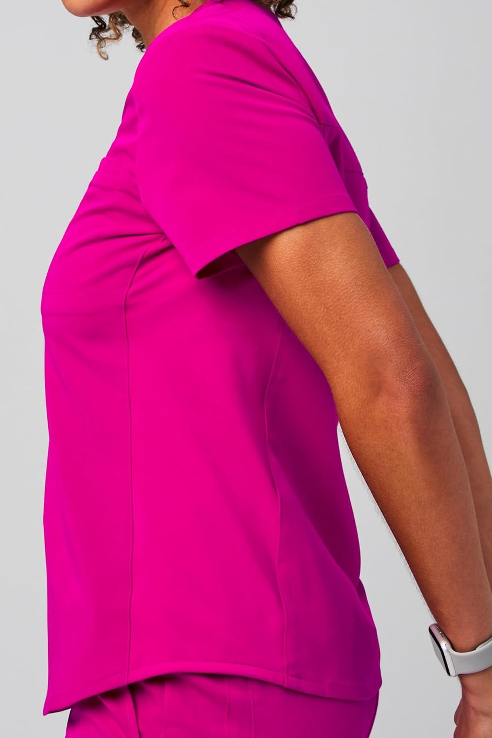 image:imageFabletics Womens Vital 1Pocket Scrub Top MotionTech WrinkleResist Chest Pocket AntiShrink SemiSlim FitHibiscus