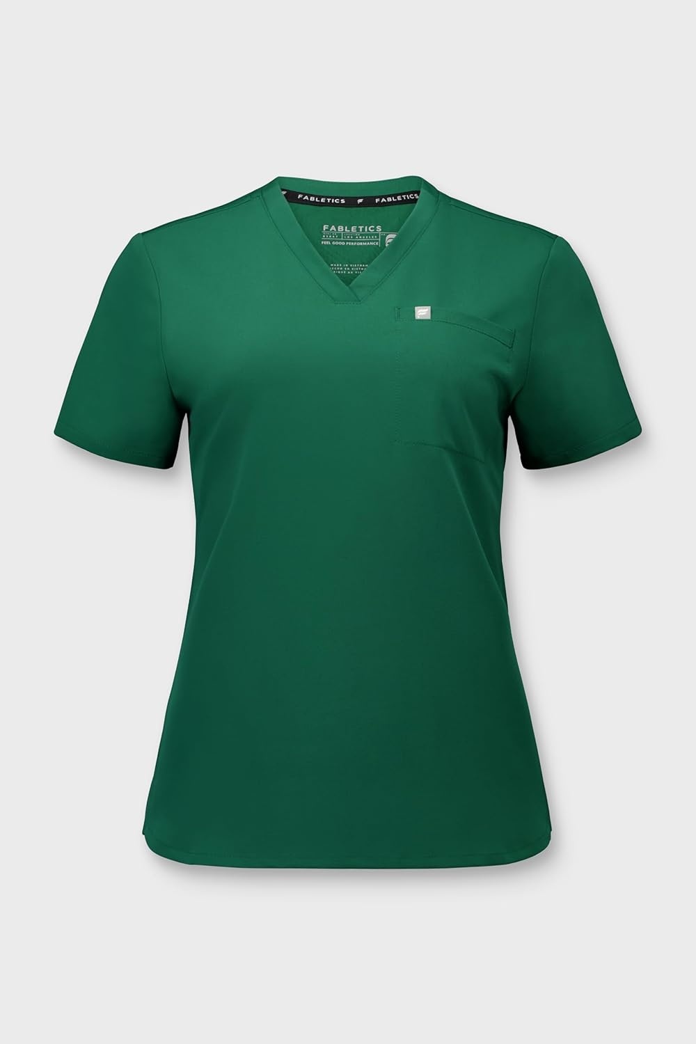 image:imageFabletics Womens Vital 1Pocket Scrub Top MotionTech WrinkleResist Chest Pocket AntiShrink SemiSlim FitHunter Green