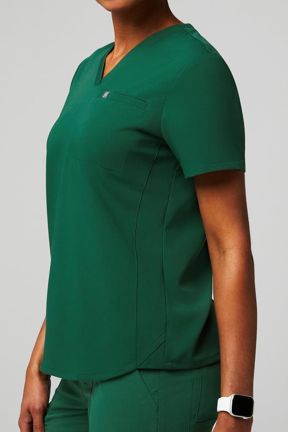 image:imageFabletics Womens Vital 1Pocket Scrub Top MotionTech WrinkleResist Chest Pocket AntiShrink SemiSlim FitHunter Green