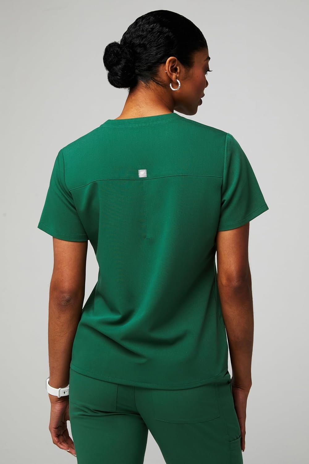 image:imageFabletics Womens Vital 1Pocket Scrub Top MotionTech WrinkleResist Chest Pocket AntiShrink SemiSlim FitHunter Green