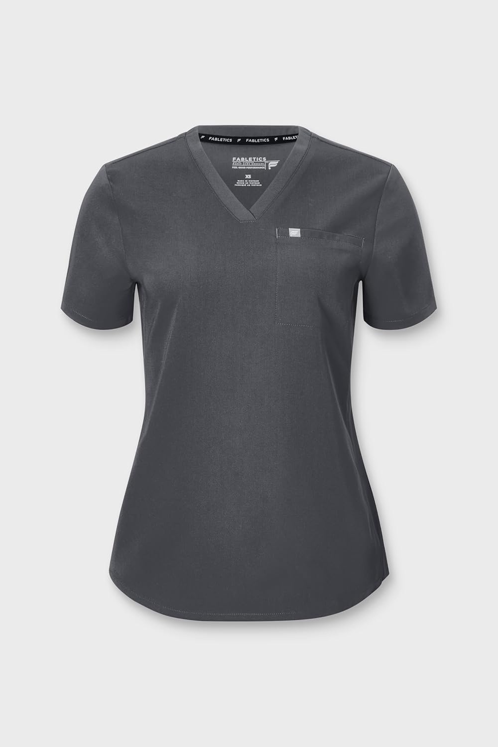 image:imageFabletics Womens Vital 1Pocket Scrub Top MotionTech WrinkleResist Chest Pocket AntiShrink SemiSlim FitOnyx