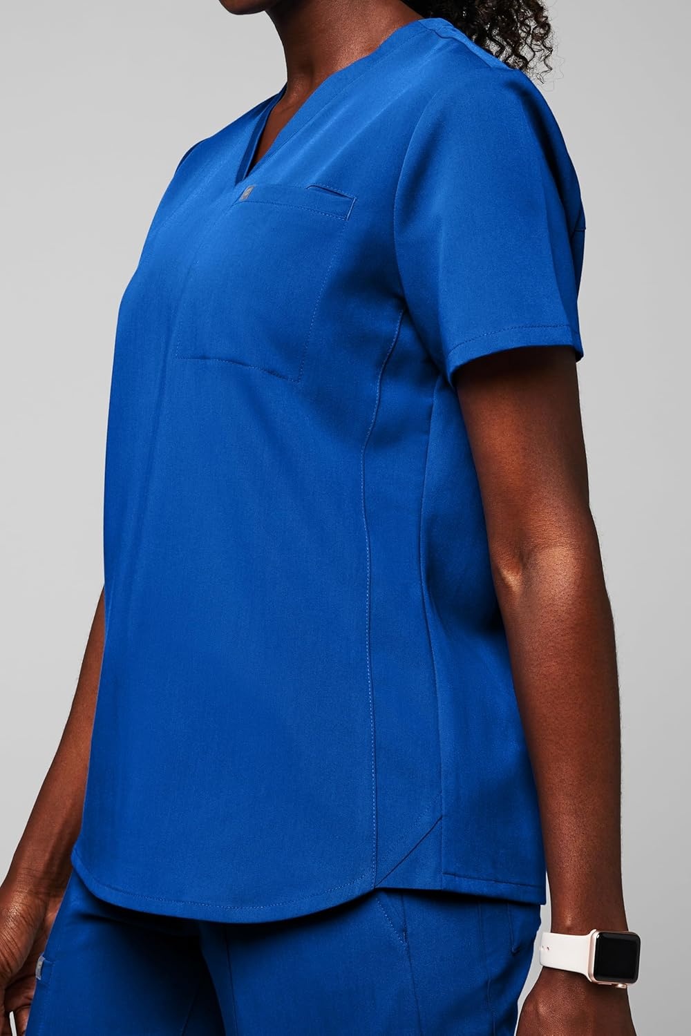 image:imageFabletics Womens Vital 1Pocket Scrub Top MotionTech WrinkleResist Chest Pocket AntiShrink SemiSlim FitRoyal Blue