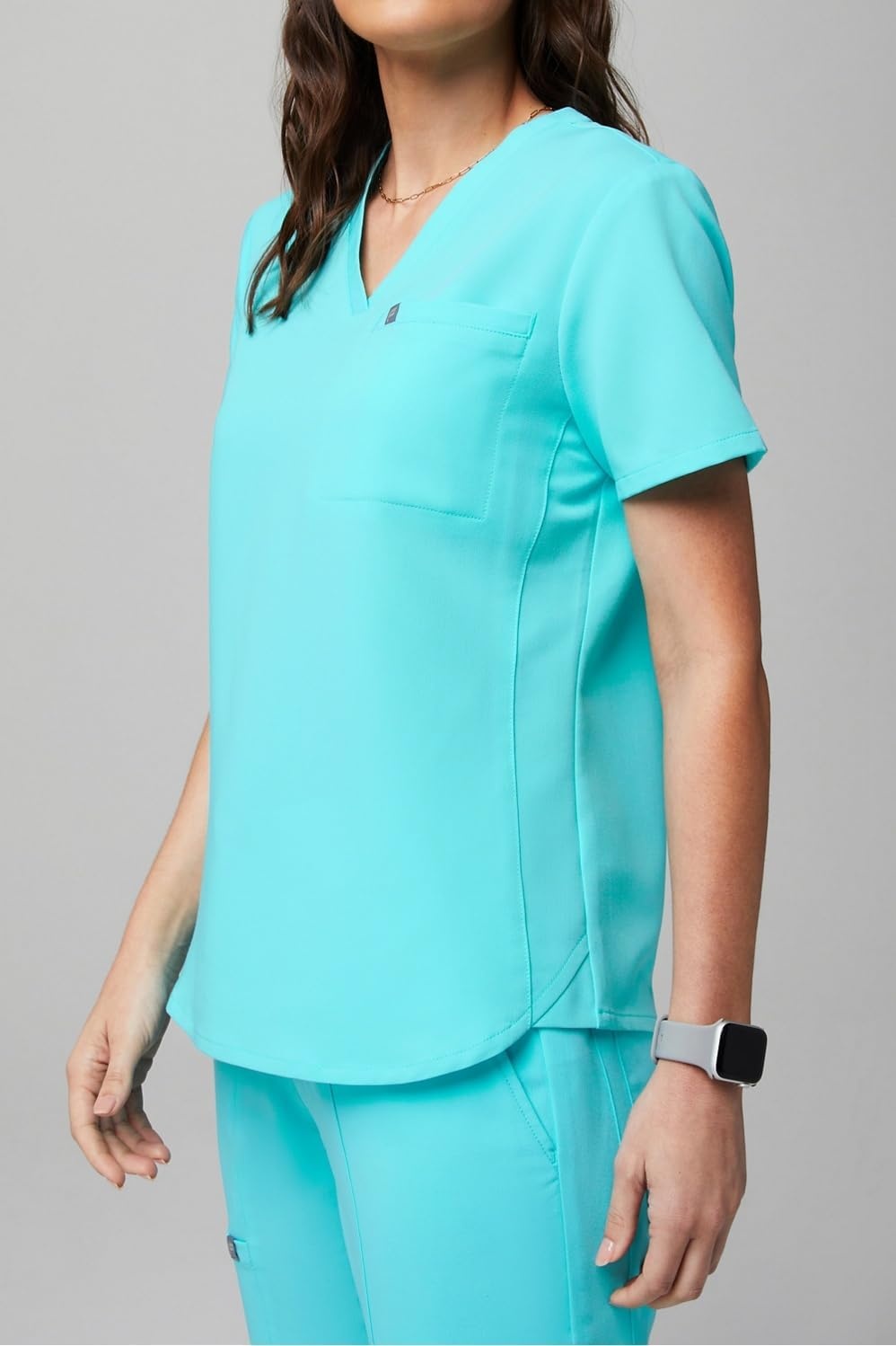 image:imageFabletics Womens Vital 1Pocket Scrub Top MotionTech WrinkleResist Chest Pocket AntiShrink SemiSlim FitSeaside