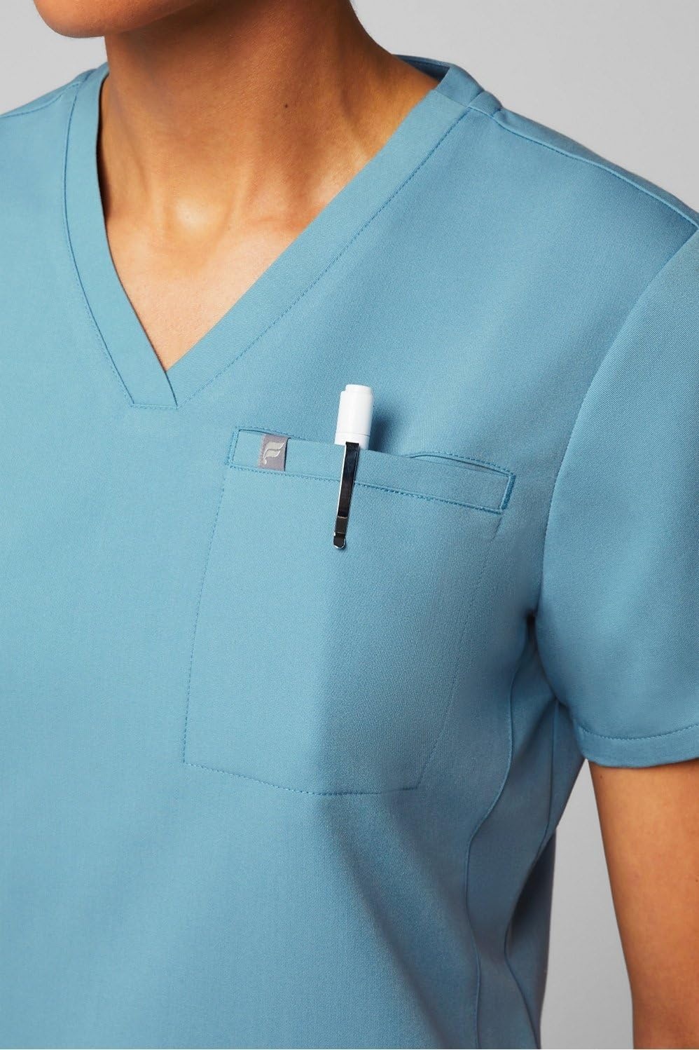 image:imageFabletics Womens Vital 1Pocket Scrub Top MotionTech WrinkleResist Chest Pocket AntiShrink SemiSlim FitWave