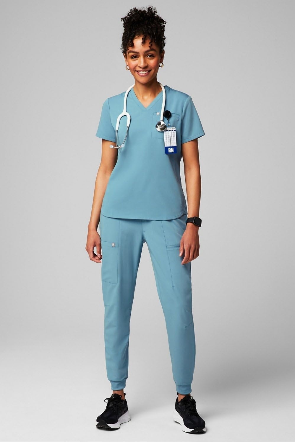 image:imageFabletics Womens Vital 1Pocket Scrub Top MotionTech WrinkleResist Chest Pocket AntiShrink SemiSlim FitWave