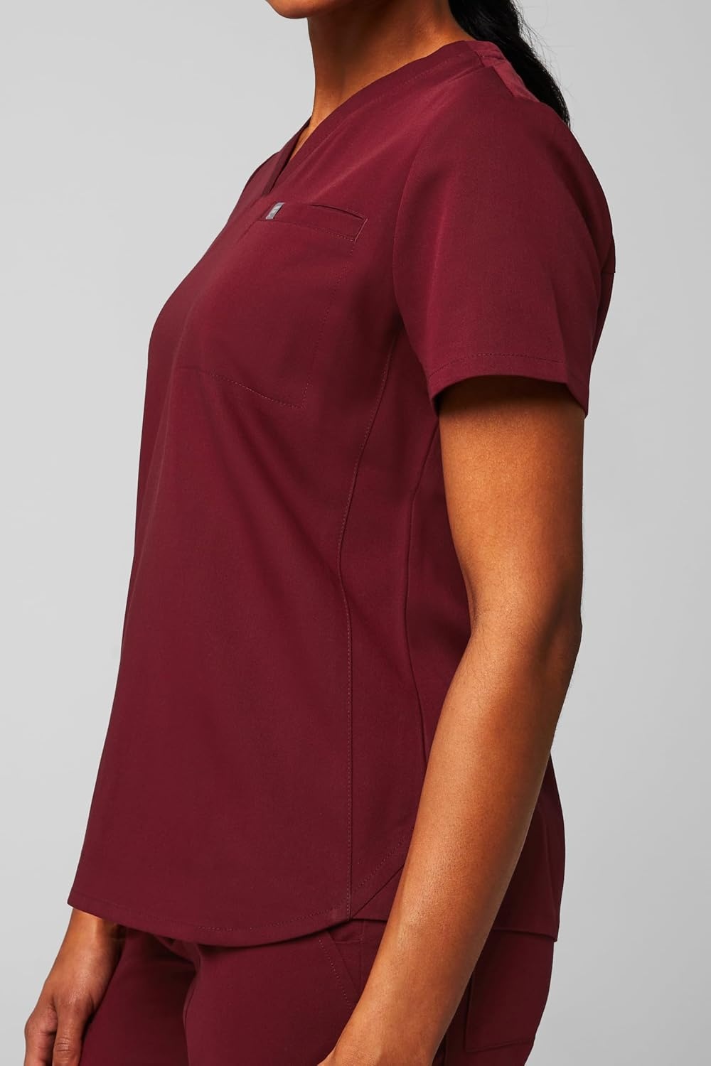 image:imageFabletics Womens Vital 1Pocket Scrub Top MotionTech WrinkleResist Chest Pocket AntiShrink SemiSlim FitWine