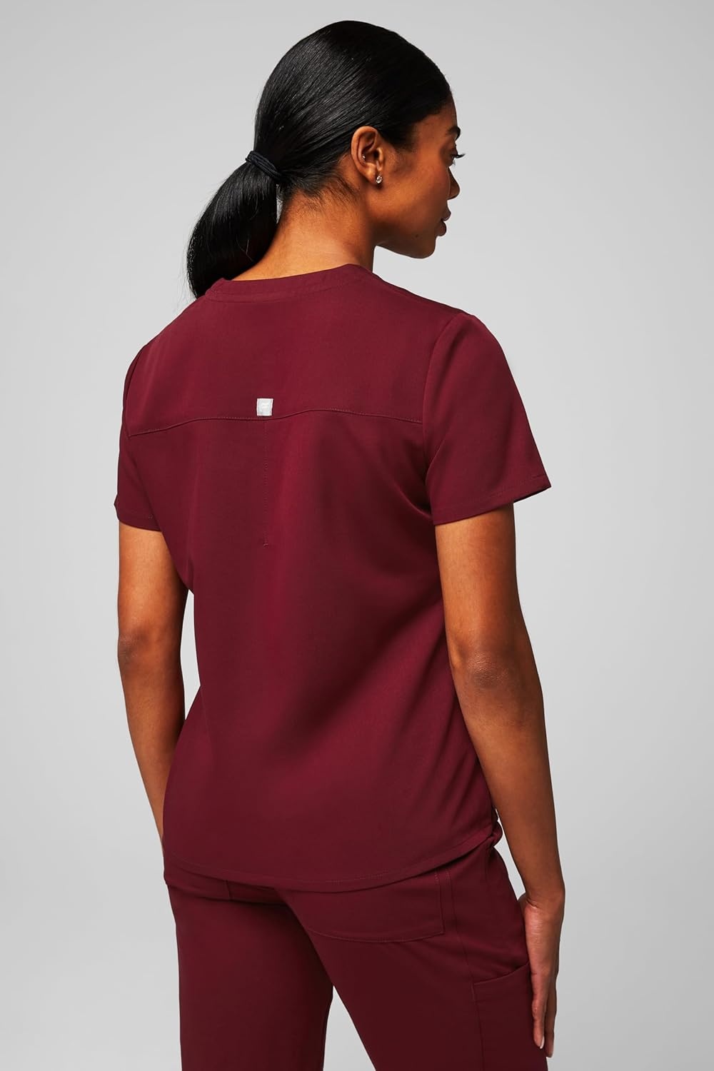 image:imageFabletics Womens Vital 1Pocket Scrub Top MotionTech WrinkleResist Chest Pocket AntiShrink SemiSlim FitWine