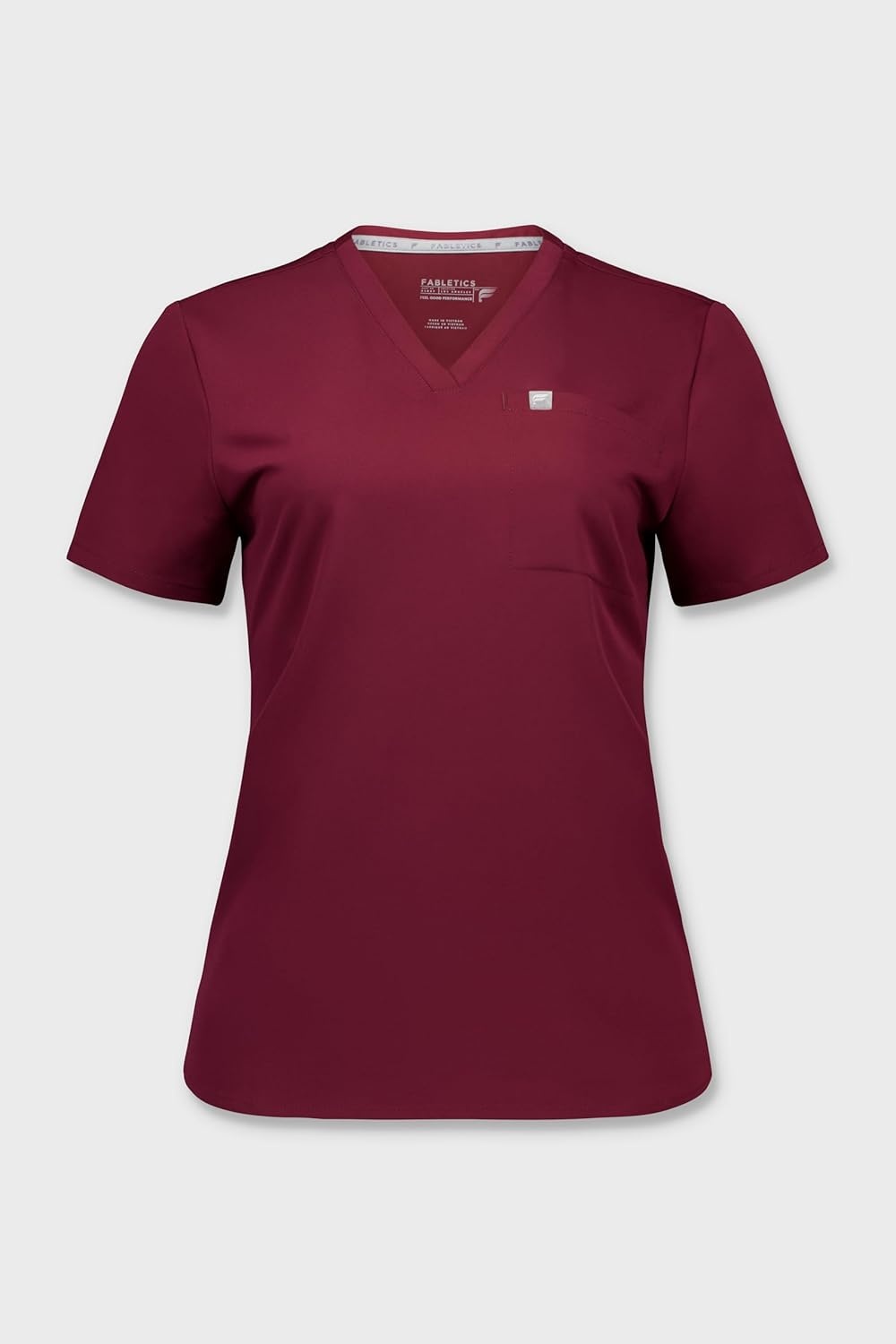 image:imageFabletics Womens Vital 1Pocket Scrub Top MotionTech WrinkleResist Chest Pocket AntiShrink SemiSlim FitWine