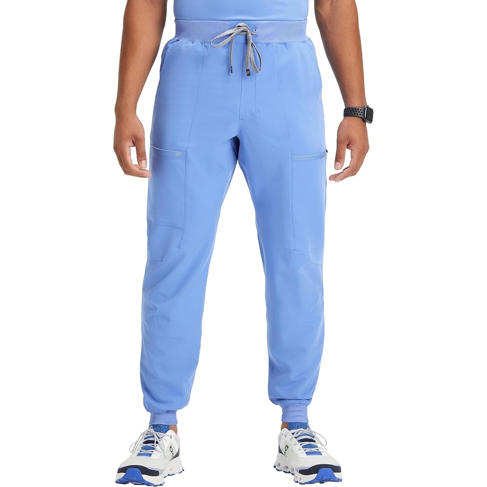 image:imageFabletics Mens AllShift 5Pocket Scrub Jogger MotionTech 4Way Stretch PocketPacked Lightweight SemiSlim FitCeil Blue