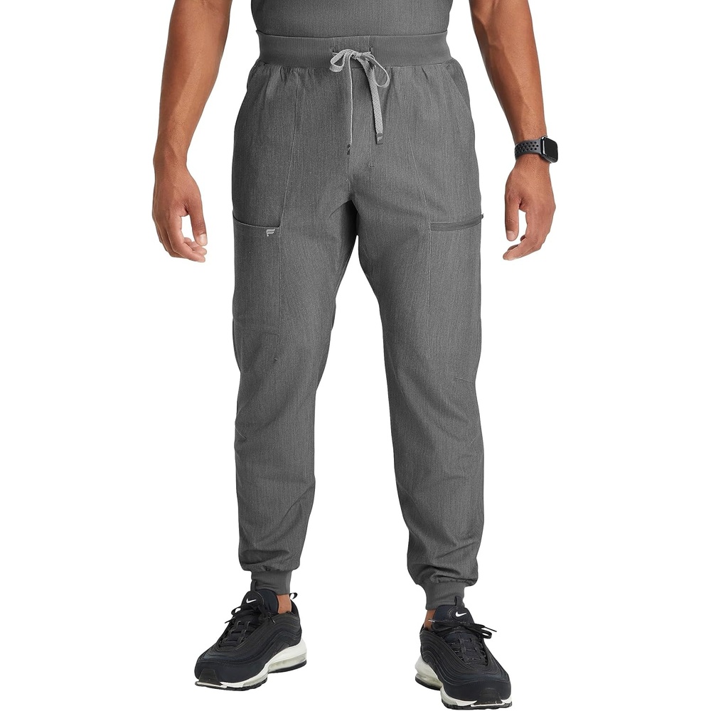 image:imageFabletics Mens AllShift 5Pocket Scrub Jogger MotionTech 4Way Stretch PocketPacked Lightweight SemiSlim FitHeather Grey