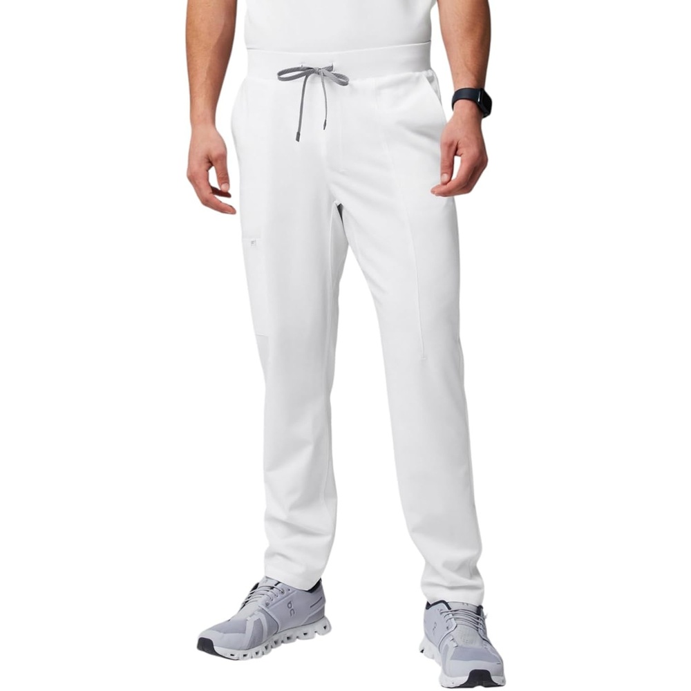 image:imageFabletics Mens Intake Scrub Pant MotionTech 4Way Stretch PocketPacked WrinkleResist SemiSlim FitClassic White