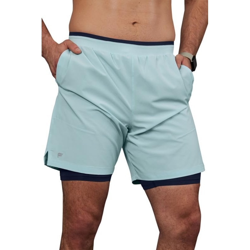 image:imageFabletics Mens The Fundamental Short II Lined Workout Running Training Gym Yoga Ultra LightweightNordic Blue
