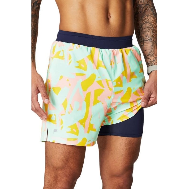 image:imageFabletics Mens The Fundamental Short II Lined Workout Running Training Gym Yoga Ultra LightweightPeach Kiss Organic Blobs