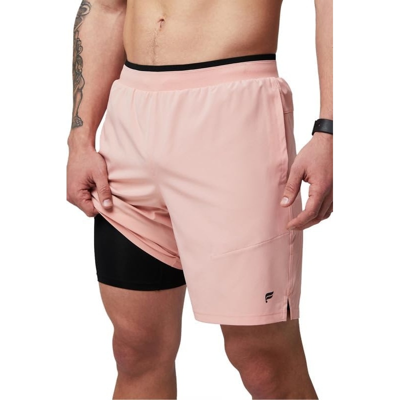 image:imageFabletics Mens The Fundamental Short II Lined Workout Running Training Gym Yoga Ultra LightweightPink Slate