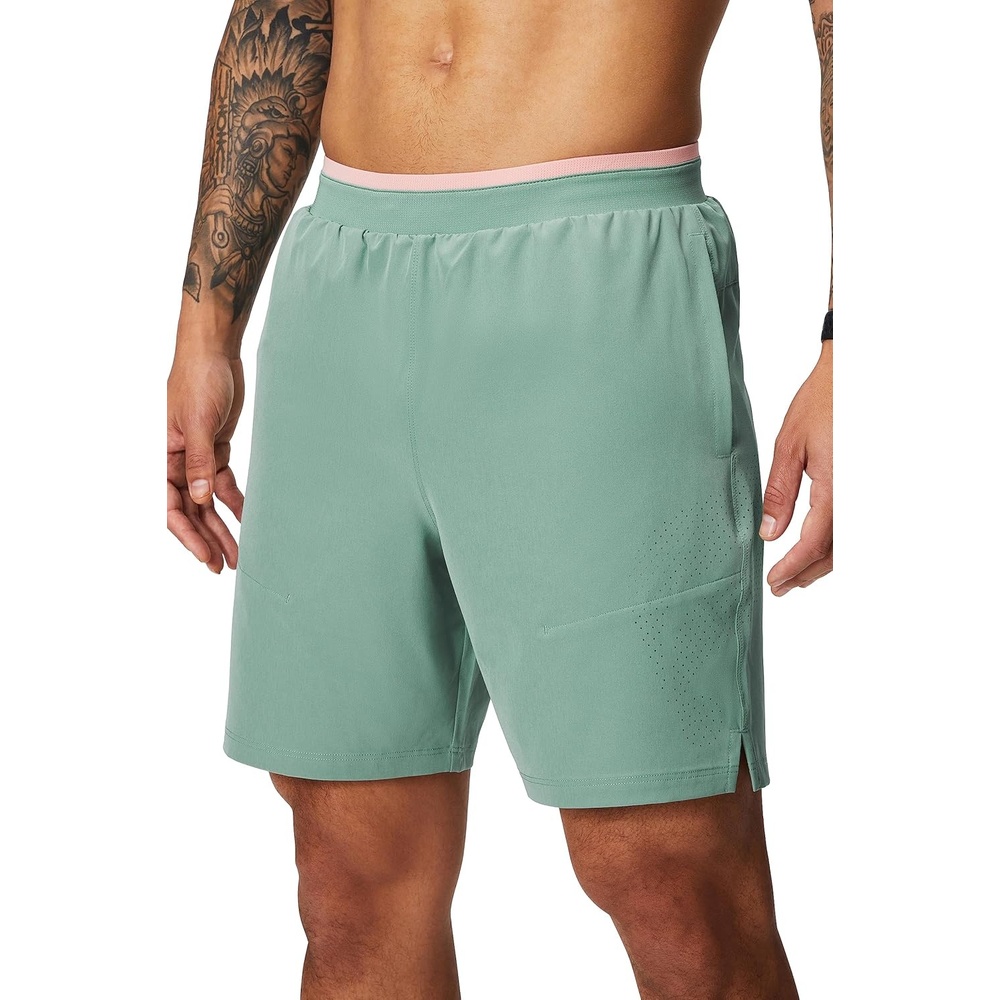 image:imageFabletics Mens The Fundamental Short II Workout Running Training Gym Yoga Ultra LightweightGrey Thyme Perforated