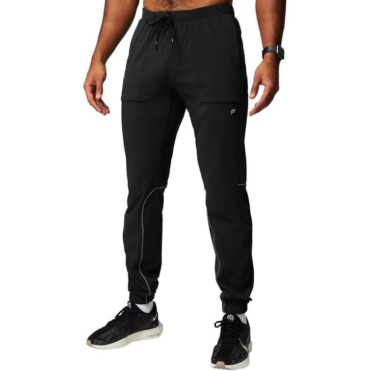 image:imageFabletics Mens The One Jogger QuickDry Hidden Pockets Zip Pockets UPF Protection AntiStink LightweightBlack Reflective