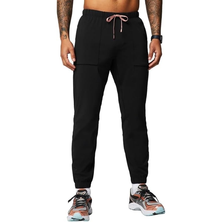 image:imageFabletics Mens The One Jogger QuickDry Hidden Pockets Zip Pockets UPF Protection AntiStink LightweightBlackPink Slate