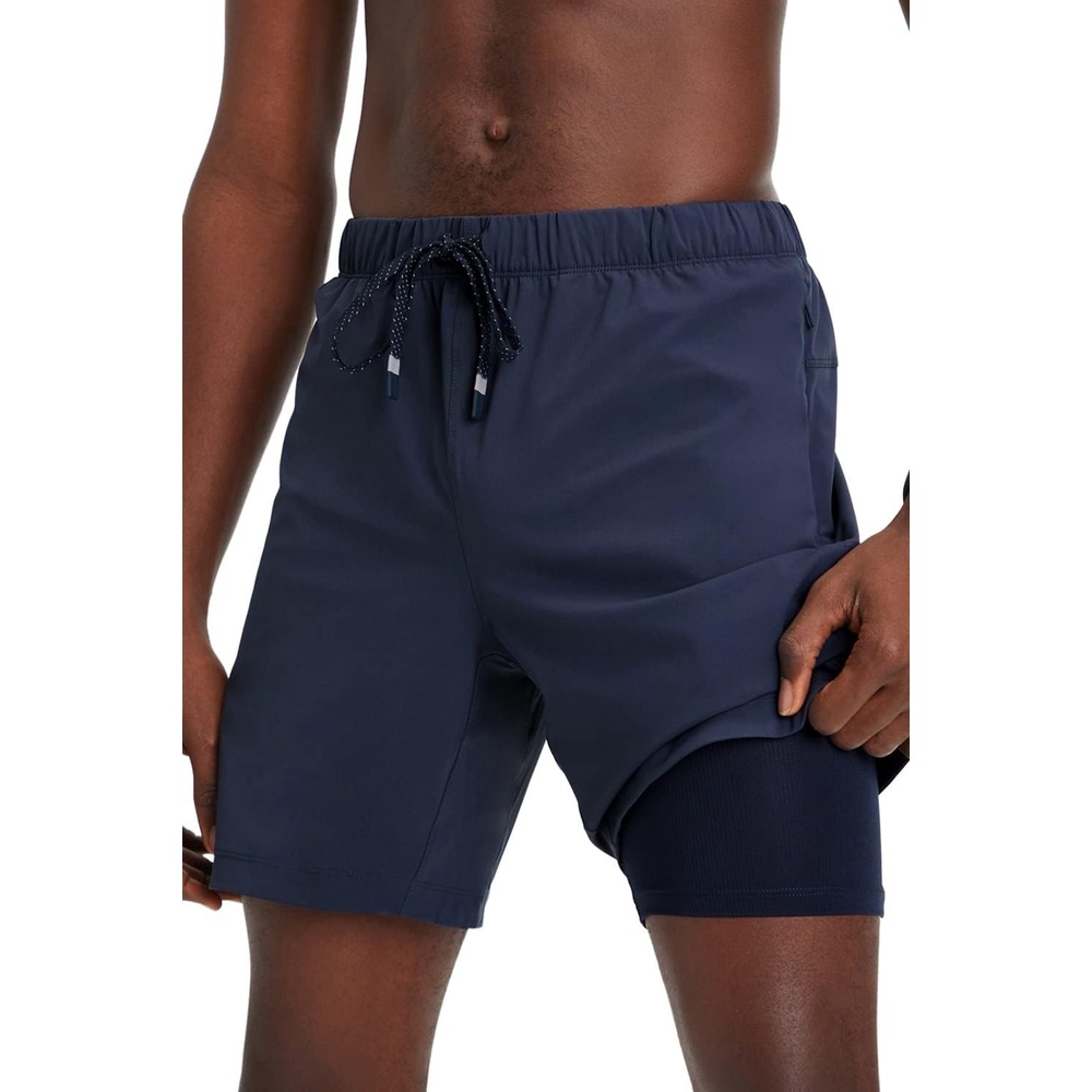 image:imageFabletics Mens The One Short Lined Training Swimming Lightweight QuickDry Zip Pocket Stretch WovenClassic Navy