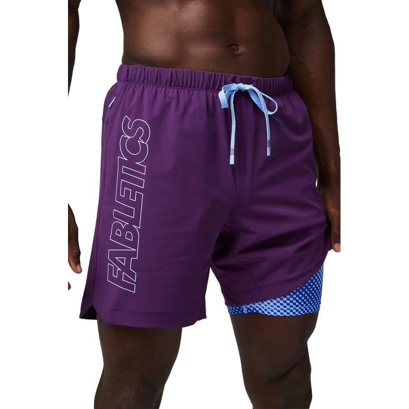 image:imageFabletics Mens The One Short Lined Training Swimming Lightweight QuickDry Zip Pocket Stretch WovenLuxe PlumBali Blue Outline