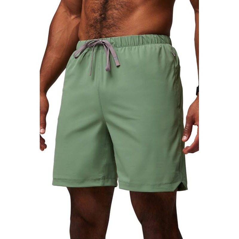 image:imageFabletics Mens The One Short Unlined Training Swimming Lightweight QuickDry Zip Pocket Stretch WovenPalm Leaf