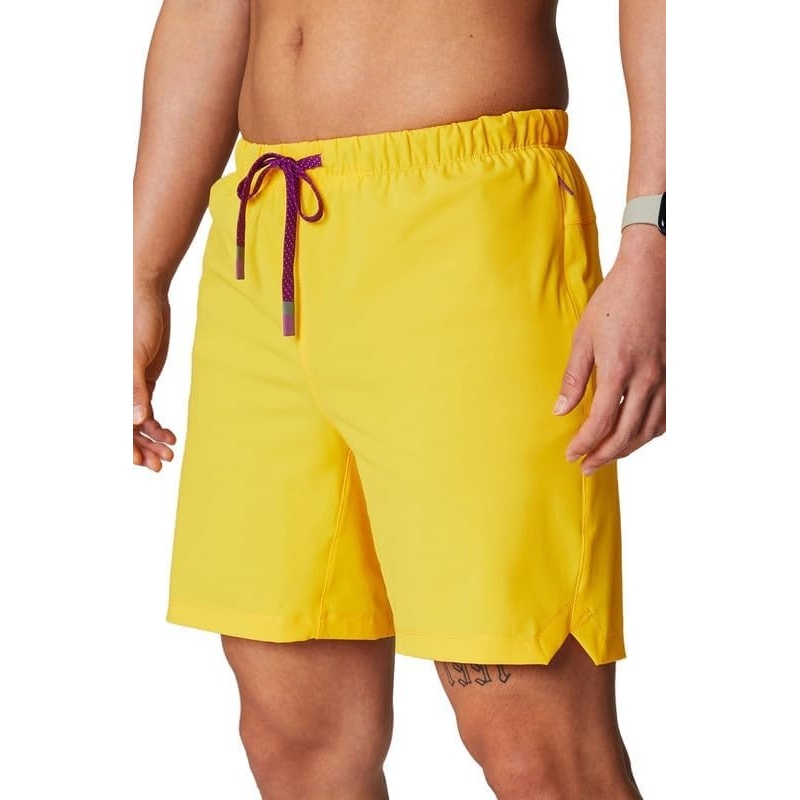 image:imageFabletics Mens The One Short Unlined Training Swimming Lightweight QuickDry Zip Pocket Stretch WovenSunset Yellow