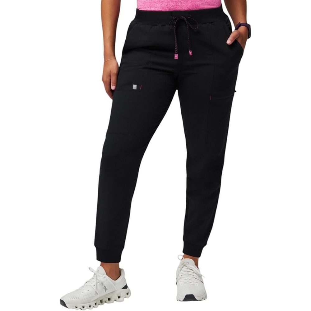 image:imageFabletics Womens Active Scrub Jogger MotionTech PocketPacked Lightweight WrinkleResist SemiSlim FitBlackHibiscus