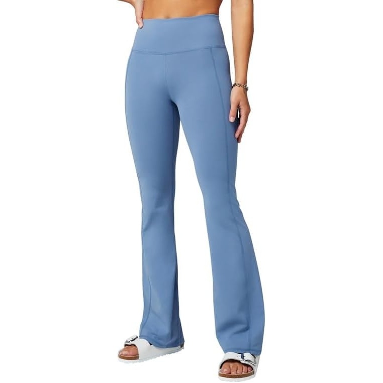 image:imageFabletics Womens Oasis Pureluxe HighWaisted Kick Flare Light Compression Buttery SoftElemental Blue