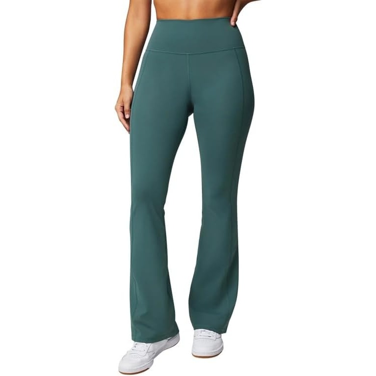 image:imageFabletics Womens Oasis Pureluxe HighWaisted Kick Flare Light Compression Buttery SoftStorm Slate