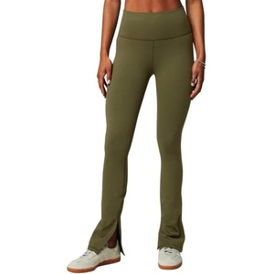Define PowerHold® Split Hem Flare Pant, Moisture-Wicking, 4-Way Stretch(Utility Green)