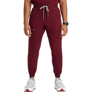 Fabletics Men’s All-Shift 5-Pocket Scrub Jogger – MotionTech, 4-Way Stretch, Pocket-Packed, Lightweight, Semi-Slim Fit(Wine)