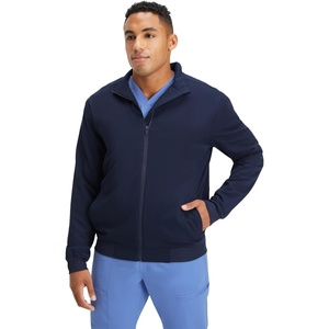 Fabletics Men’s Foundation 4-Pocket Scrub Jacket – MotionTech, Lightweight, Breathable, Wrinkle-Resist, Semi-Slim Fit(Navy)