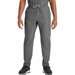 Fabletics Men’s Intake Scrub Pant – MotionTech, 4-Way Stretch, Pocket-Packed, Wrinkle-Resist, Semi-Slim Fit(Heather Grey)