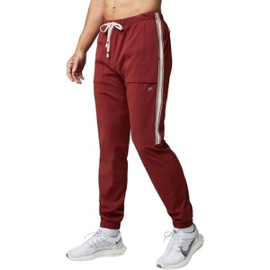 Fabletics Men’s The One Jogger, Quick-Dry, Hidden Pockets, Zip Pockets, UPF Protection, Anti-Stink, Lightweight(Adrenaline Red/Bone Stripe)