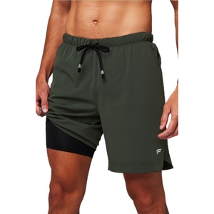 Fabletics Men’s The One Short (Lined), Training, Swimming, Lightweight, Quick-Dry, Zip Pocket, Stretch Woven(Pine Shadow)