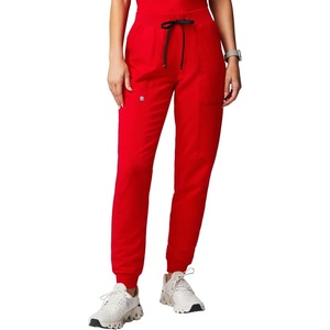 Fabletics Women’s Active Scrub Jogger – MotionTech, Pocket-Packed, Lightweight, Wrinkle-Resist, Semi-Slim Fit(Goji Red)