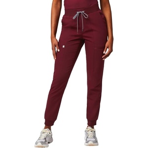 Fabletics Women’s Active Scrub Jogger – MotionTech, Pocket-Packed, Lightweight, Wrinkle-Resist, Semi-Slim Fit(Wine)