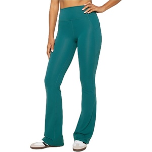 Fabletics Women’s Oasis Pureluxe High-Waisted Kick Flare, Light Compression, Buttery Soft(Green Abyss)