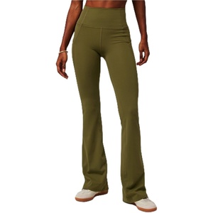 Fabletics Women’s Oasis Pureluxe High-Waisted Kick Flare, Light Compression, Buttery Soft(Utility Green)
