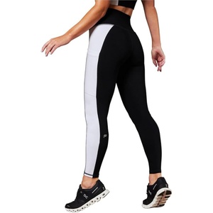 Fabletics Women’s On-The-Go PowerHold High-Waisted Legging, Workout, Yoga, Maximum Compression, Flattering(Black/Classic White)