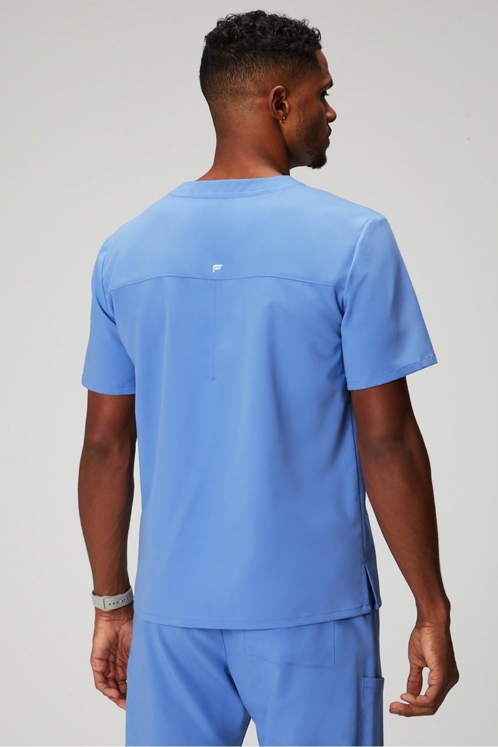 image:imageFabletics Mens Helix 1Pocket Scrub Top MotionTech WrinkleResist Chest Pocket AntiShrink SemiSlim FitCeil Blue