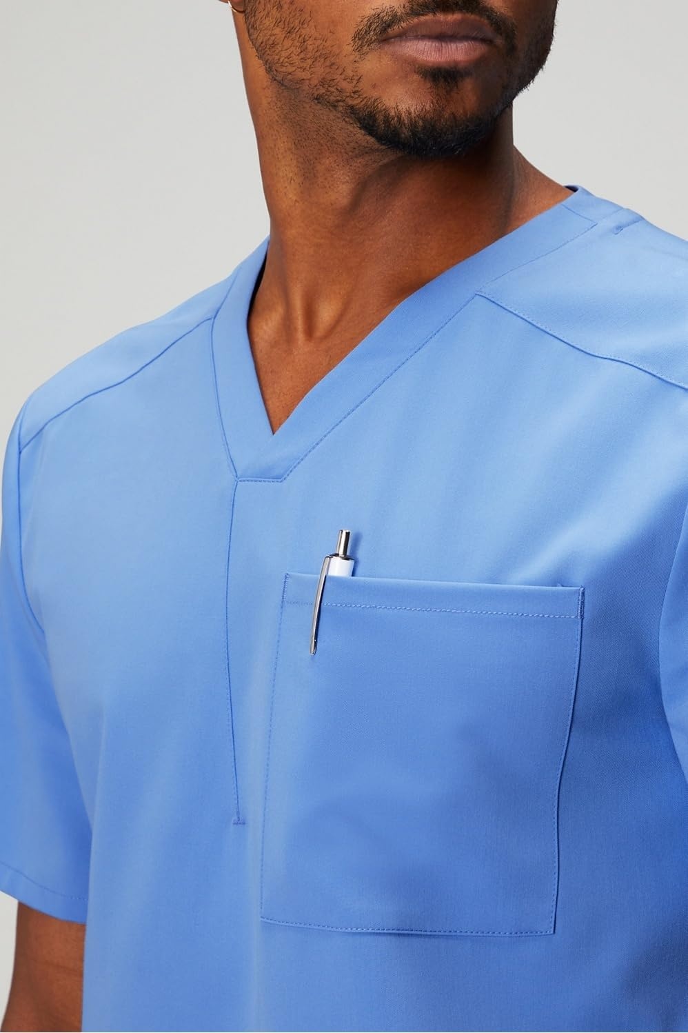 image:imageFabletics Mens Helix 1Pocket Scrub Top MotionTech WrinkleResist Chest Pocket AntiShrink SemiSlim FitCeil Blue