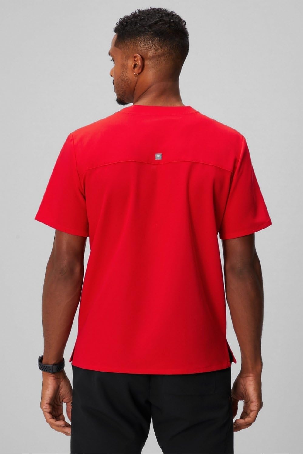 image:imageFabletics Mens Helix 1Pocket Scrub Top MotionTech WrinkleResist Chest Pocket AntiShrink SemiSlim FitGoji Red