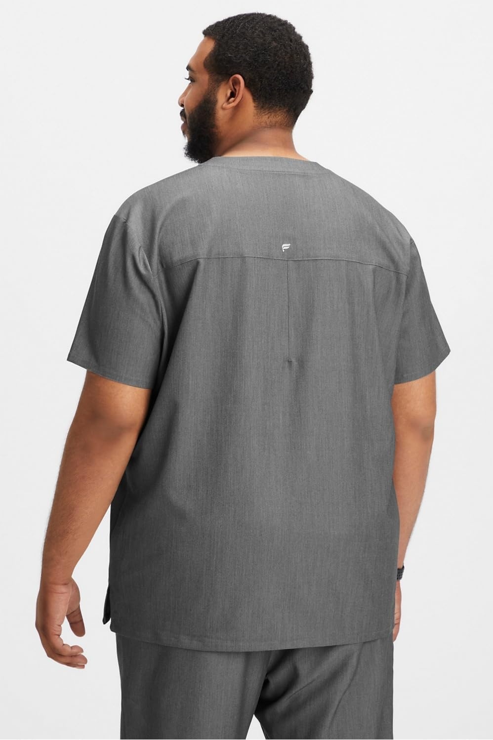 image:imageFabletics Mens Helix 1Pocket Scrub Top MotionTech WrinkleResist Chest Pocket AntiShrink SemiSlim FitHeather Grey