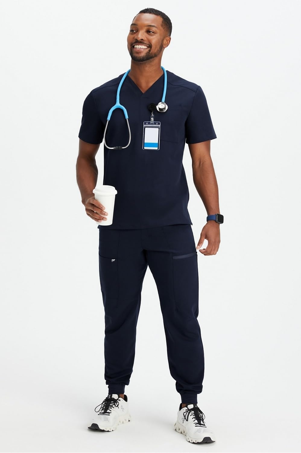 image:imageFabletics Mens Helix 1Pocket Scrub Top MotionTech WrinkleResist Chest Pocket AntiShrink SemiSlim FitNavy