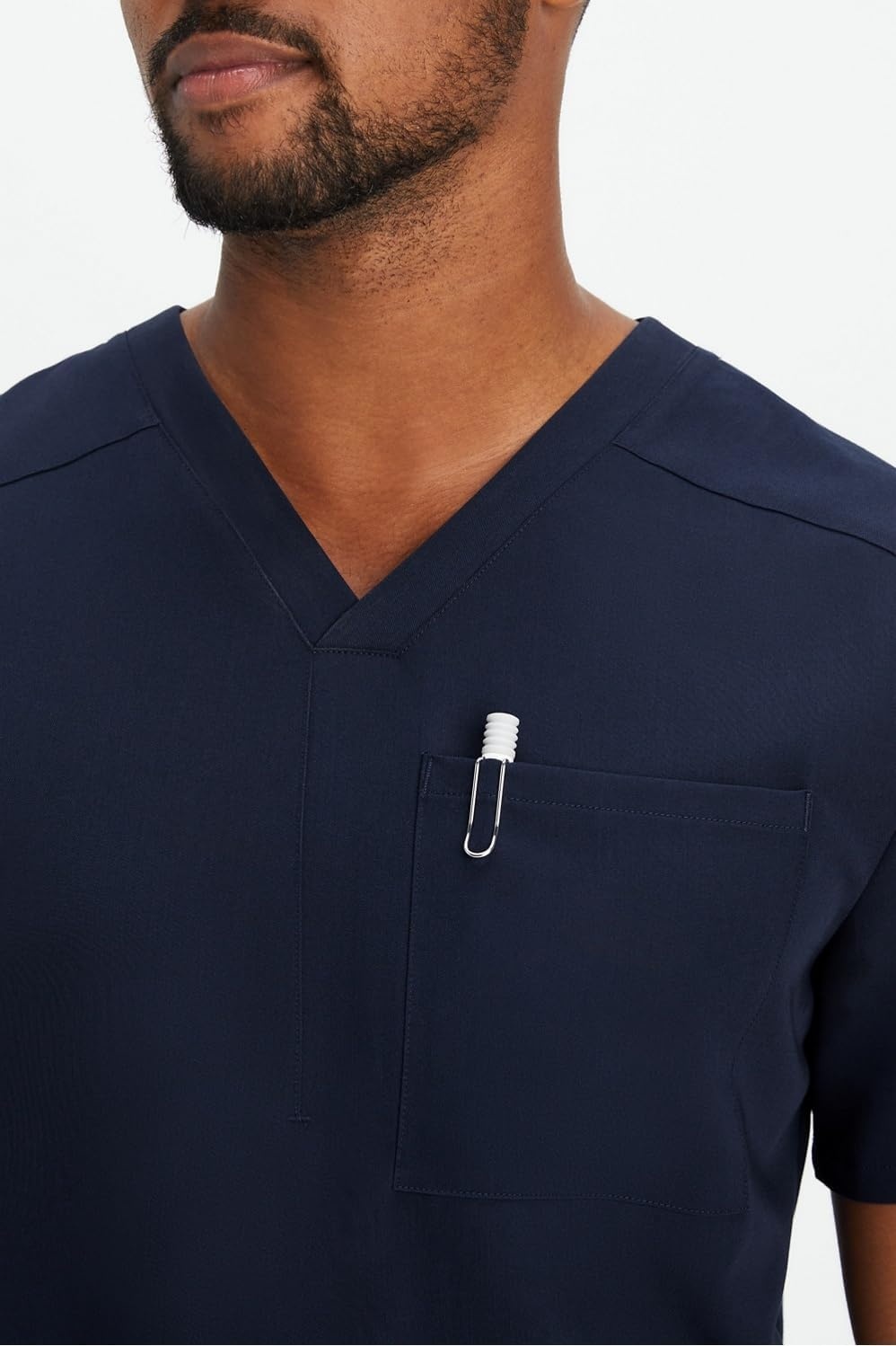 image:imageFabletics Mens Helix 1Pocket Scrub Top MotionTech WrinkleResist Chest Pocket AntiShrink SemiSlim FitNavy